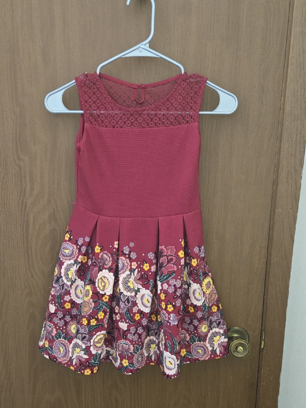 Knitworks Raspberry Floral Lace Yoke Party Dress